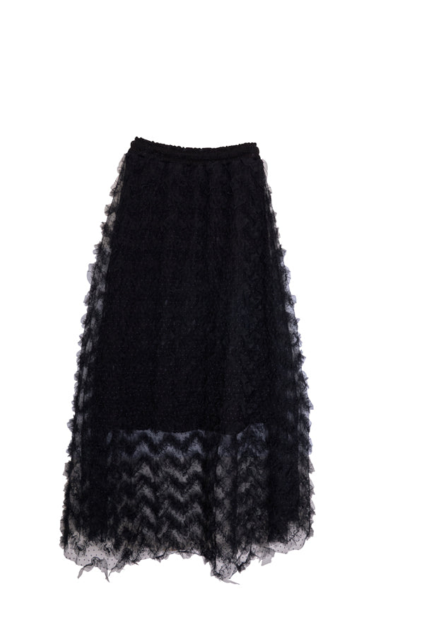 【Nora Lily】「elle」Knit Combi Random Tulle Skirt-BLACK-224760069-19F