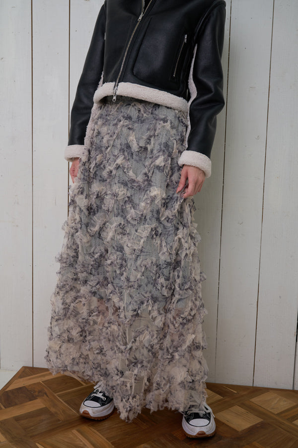 【Nora Lily】「elle」Knit Combi Random Tulle Skirt-GREY-224760069-12F