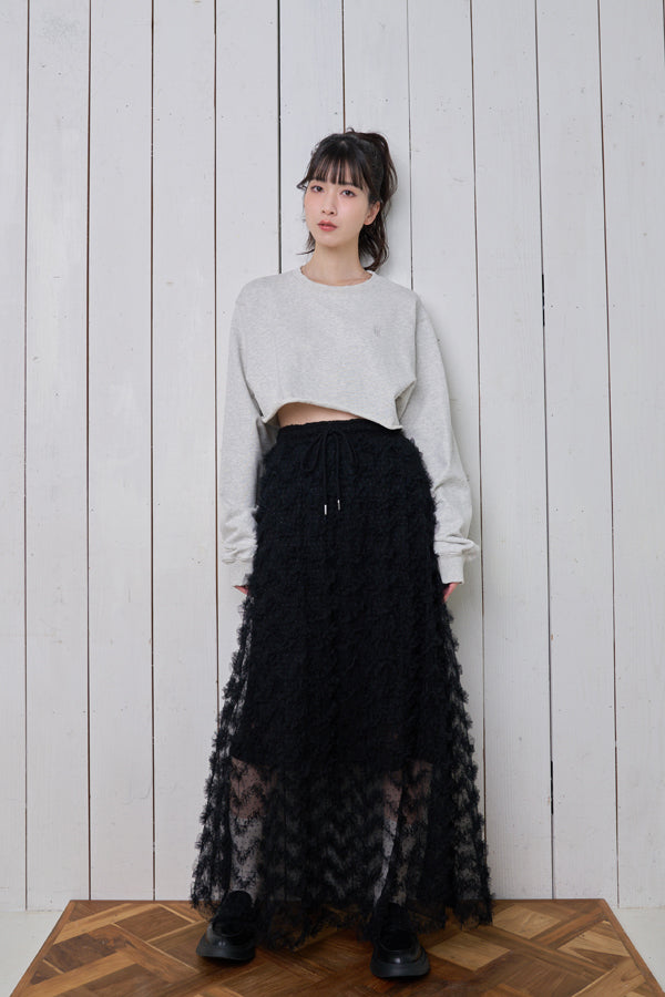 【Nora Lily】「elle」Knit Combi Random Tulle Skirt-BLACK-224760069-19F