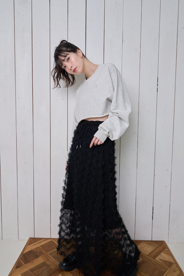 【Nora Lily】「elle」Knit Combi Random Tulle Skirt-BLACK-224760069-19F