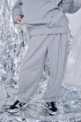 Nora Lily】3D Switching Sweat Pants-Heather GREY-224760073-11F