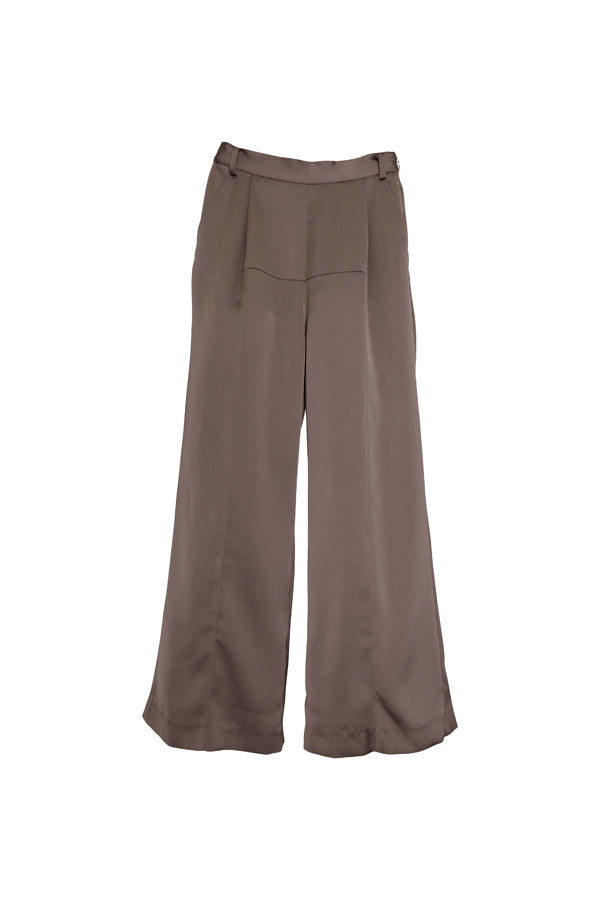 【Nora Lily】「elle」Slit Flare Pants-BROWN-224760075-43F