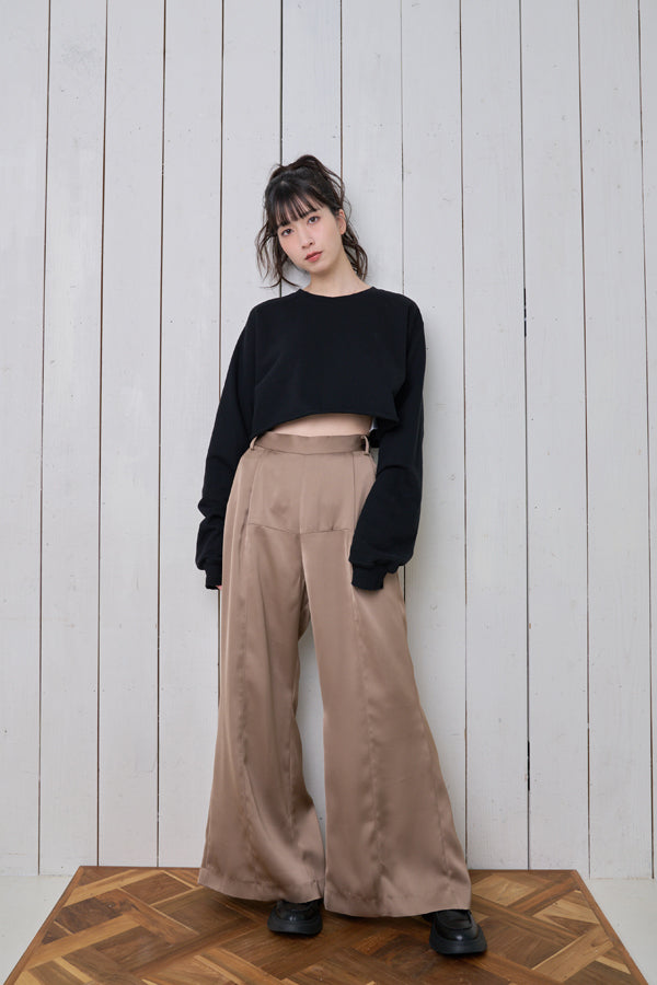 【Nora Lily】「elle」Slit Flare Pants-BROWN-224760075-43F