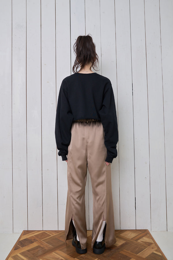 【Nora Lily】「elle」Slit Flare Pants-BROWN-224760075-43F