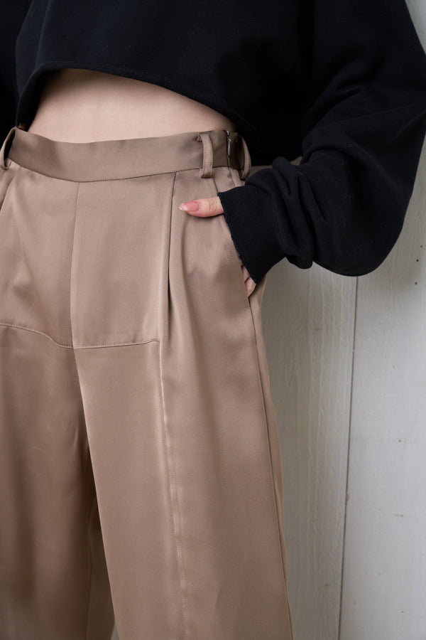 【Nora Lily】「elle」Slit Flare Pants-BROWN-224760075-43F