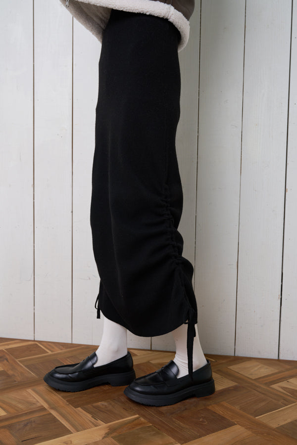 【Nora Lily】「elle」Gathering Knit Skirt-BLACK-224760076-19F