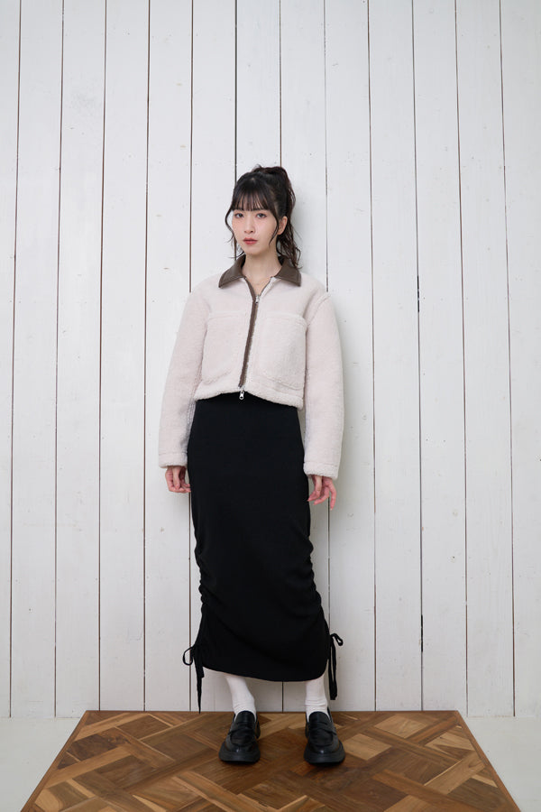 【Nora Lily】「elle」Gathering Knit Skirt-BLACK-224760076-19F