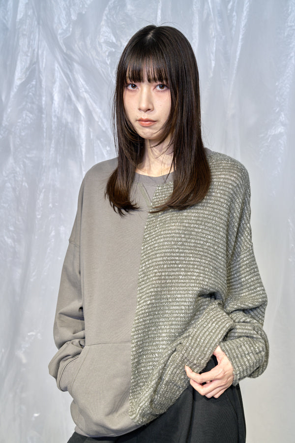 【Nora Lily】Tricky Switching Pullover-Charcoal GREY x GREY-224780120-13F