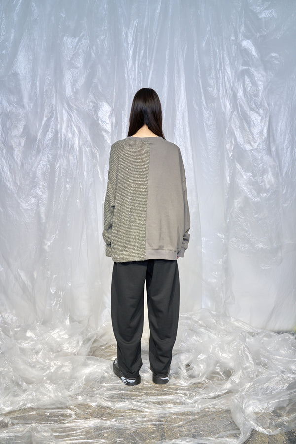 【Nora Lily】Tricky Switching Pullover-Charcoal GREY x GREY-224780120-13F