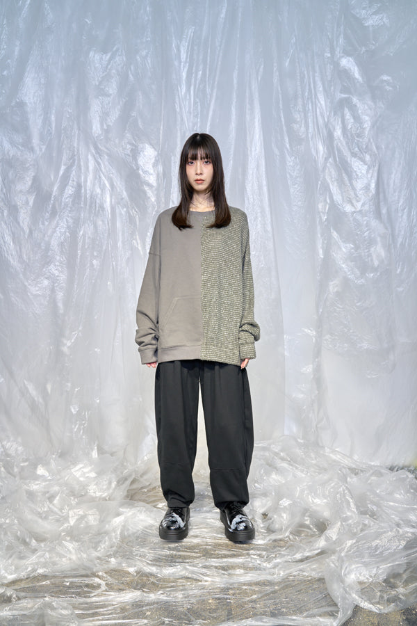 【Nora Lily】Tricky Switching Pullover-Charcoal GREY x GREY-224780120-13F