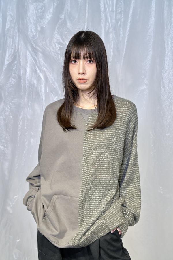 【Nora Lily】Tricky Switching Pullover-Charcoal GREY x GREY-224780120-13F