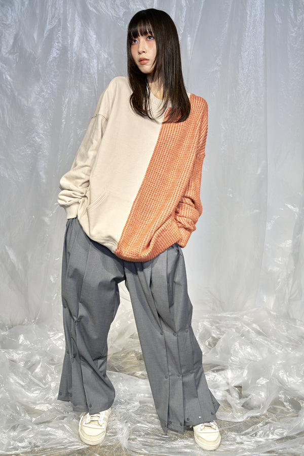 【Nora Lily】Tricky Switching Pullover-Light BEIGE x ORANGE-224780120-50F