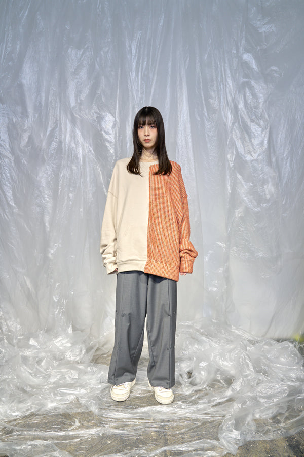 【Nora Lily】Tricky Switching Pullover-Light BEIGE x ORANGE-224780120-50F