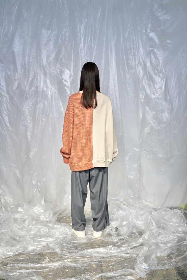 【Nora Lily】Tricky Switching Pullover-Light BEIGE x ORANGE-224780120-50F