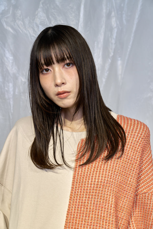 【Nora Lily】Tricky Switching Pullover-Light BEIGE x ORANGE-224780120-50F