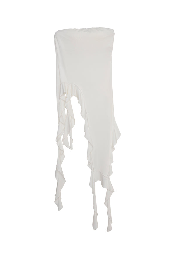 【Nora Lily】「elle」Ruffle Edge Swan Drape Top-White-225350031-01F