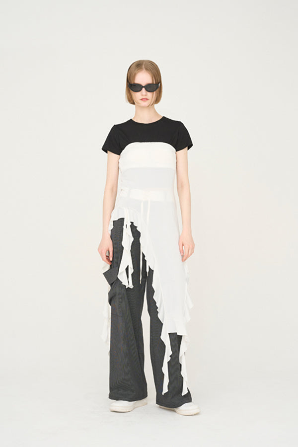 【Nora Lily】「elle」Ruffle Edge Swan Drape Top-White-225350031-01F