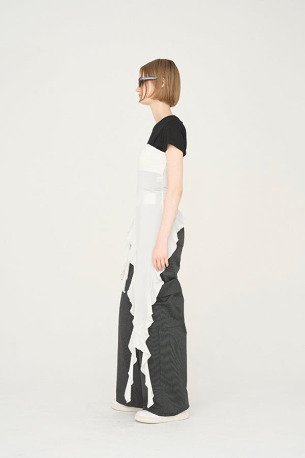 【Nora Lily】「elle」Ruffle Edge Swan Drape Top-White-225350031-01F