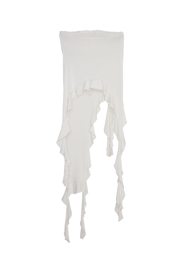 【Nora Lily】「elle」Ruffle Edge Swan Drape Top-White-225350031-01F