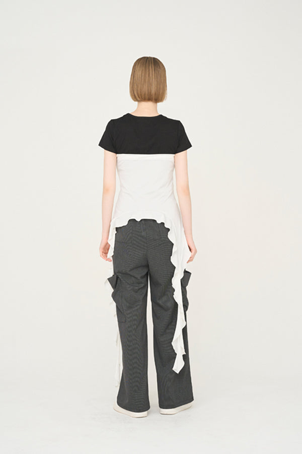 【Nora Lily】「elle」Ruffle Edge Swan Drape Top-White-225350031-01F