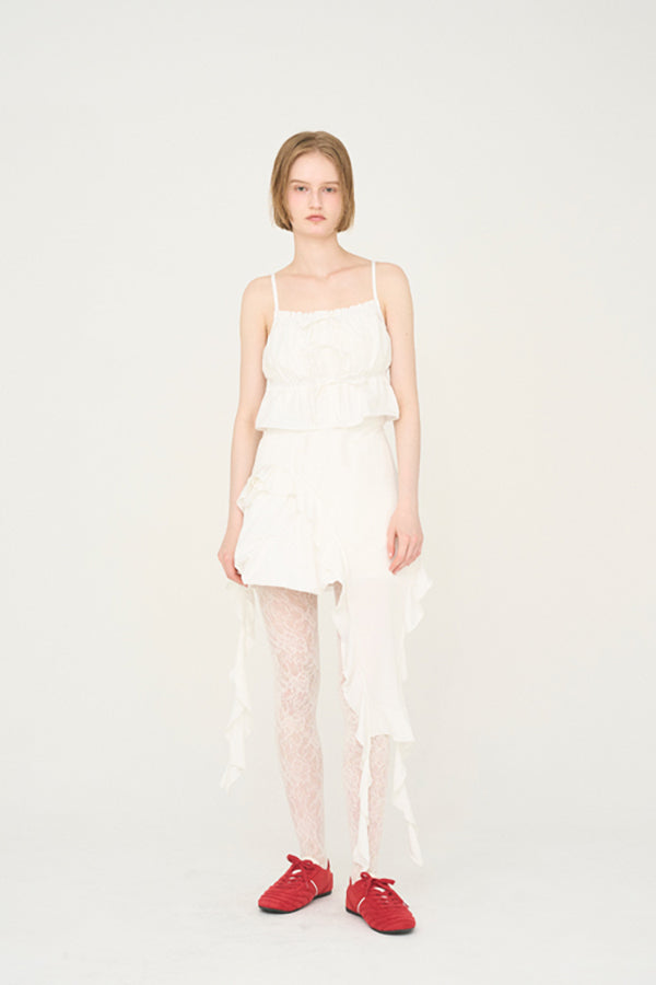 【Nora Lily】「elle」Ruffle Edge Swan Drape Top-White-225350031-01F