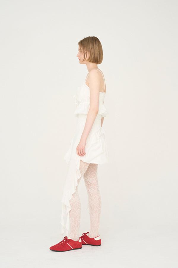 【Nora Lily】「elle」Ruffle Edge Swan Drape Top-White-225350031-01F