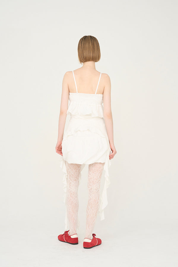 【Nora Lily】「elle」Ruffle Edge Swan Drape Top-White-225350031-01F