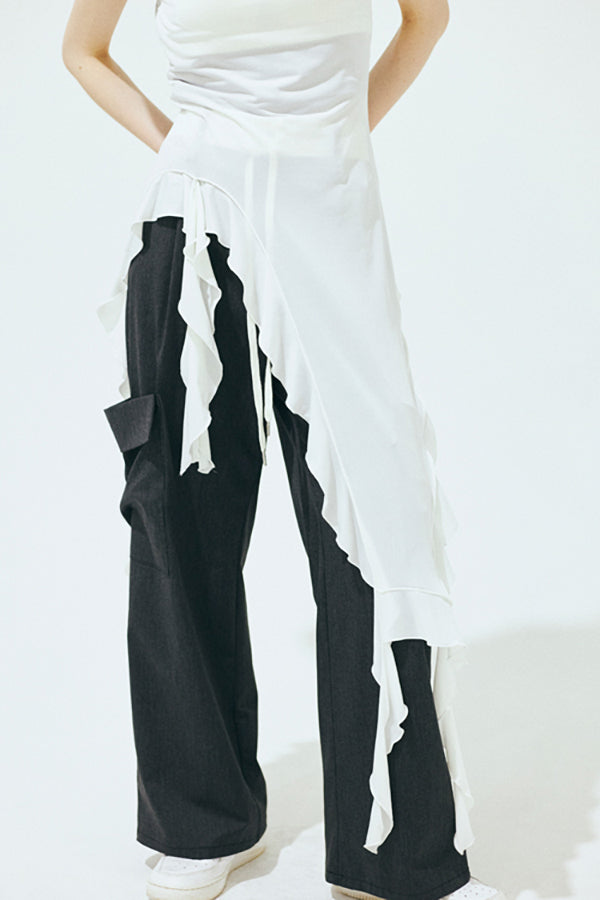 【Nora Lily】「elle」Ruffle Edge Swan Drape Top-White-225350031-01F