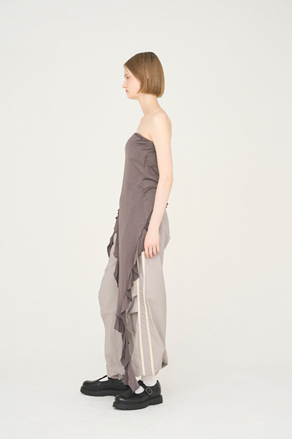 【Nora Lily】「elle」Ruffle Edge Swan Drape Top-Charcoal Grey-225350031-13F