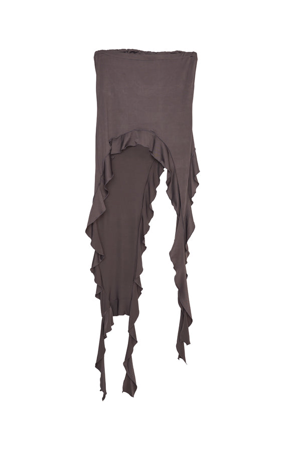 【Nora Lily】「elle」Ruffle Edge Swan Drape Top-Charcoal Grey-225350031-13F