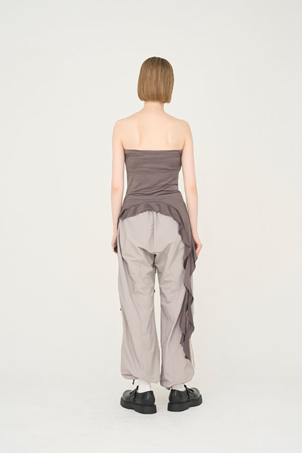 【Nora Lily】「elle」Ruffle Edge Swan Drape Top-Charcoal Grey-225350031-13F