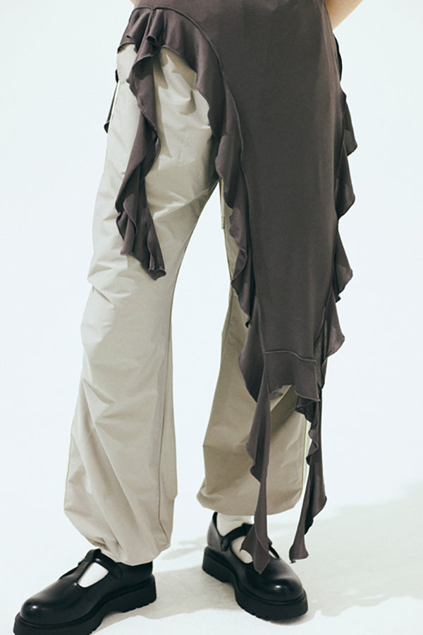【Nora Lily】「elle」Ruffle Edge Swan Drape Top-Charcoal Grey-225350031-13F