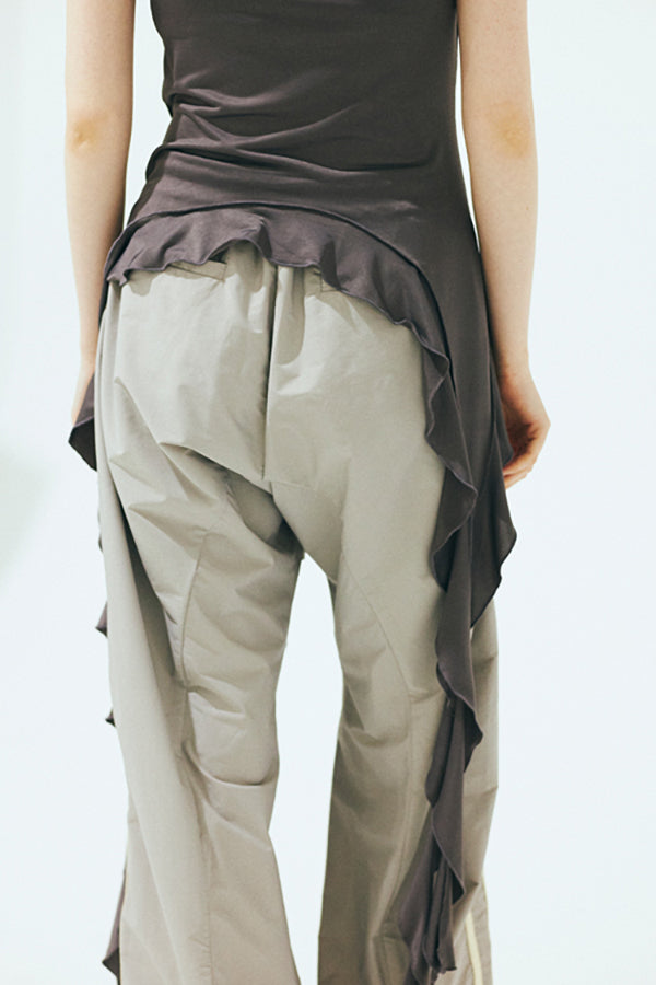 【Nora Lily】「elle」Ruffle Edge Swan Drape Top-Charcoal Grey-225350031-13F