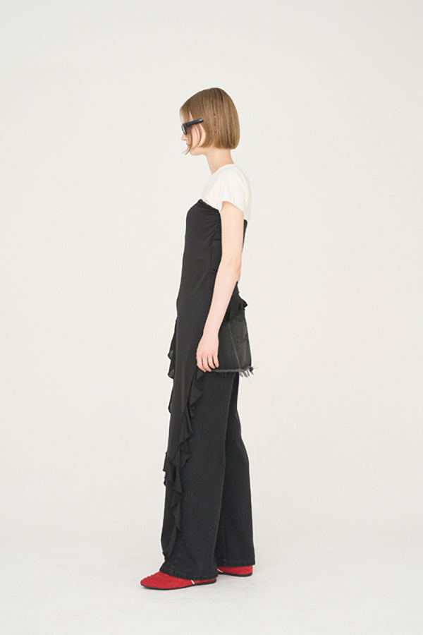 【Nora Lily】「elle」Ruffle Edge Swan Drape Top-Black-225350031-19F