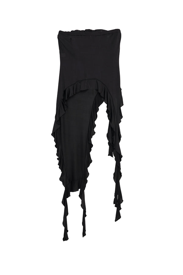 【Nora Lily】「elle」Ruffle Edge Swan Drape Top-Black-225350031-19F