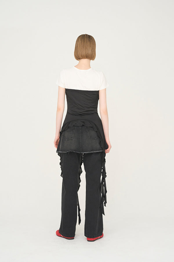 【Nora Lily】「elle」Ruffle Edge Swan Drape Top-Black-225350031-19F