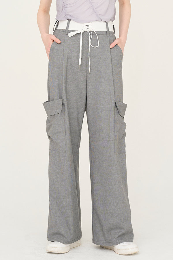 【Nora Lily】「elle」Seabreeze Stripe Cargo Pants-Grey Stripe-225160091-12F