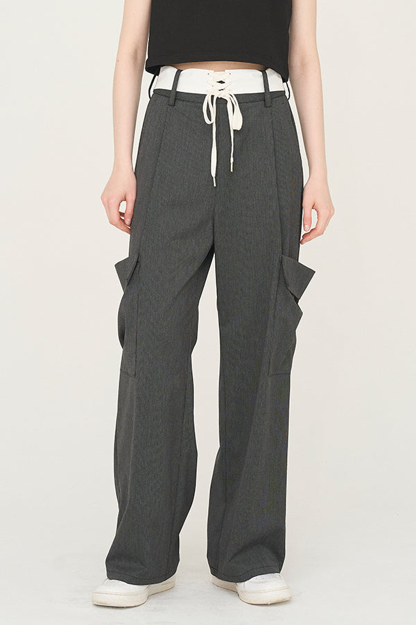 【Nora Lily】「elle」Seabreeze Stripe Cargo Pants-Black Stripe-225160091-19F