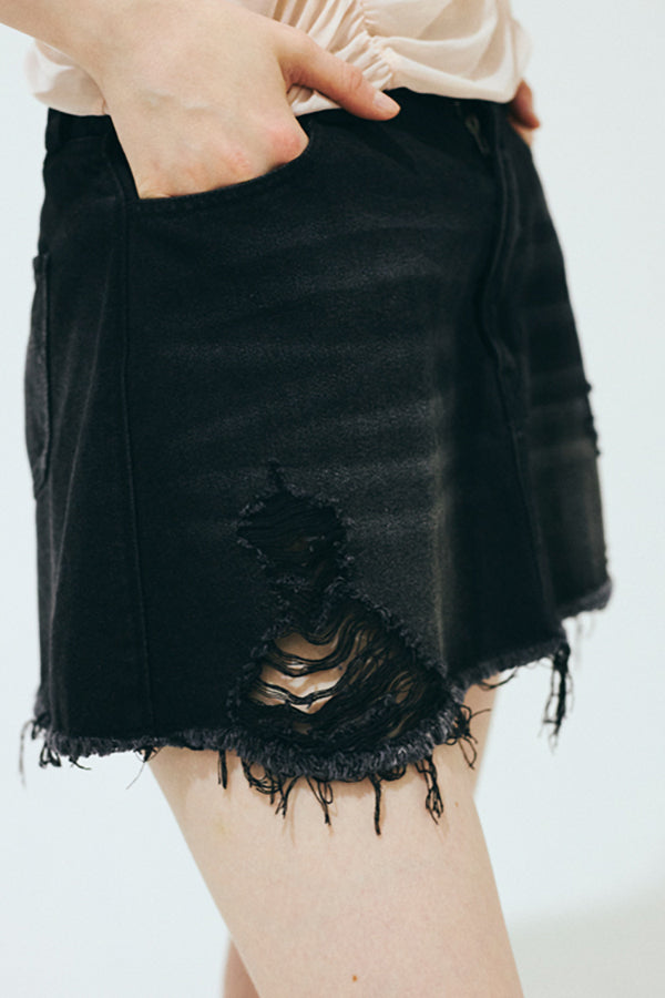 【Nora Lily】「elle」Skirted Wide Jean-Black-225360092-19F