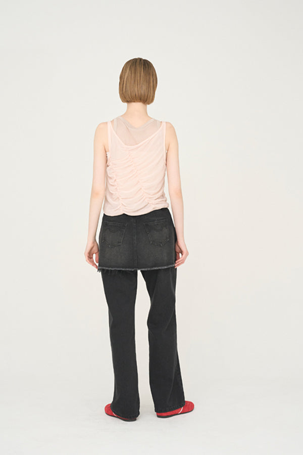 【Nora Lily】「elle」Skirted Wide Jean-Black-225360092-19F