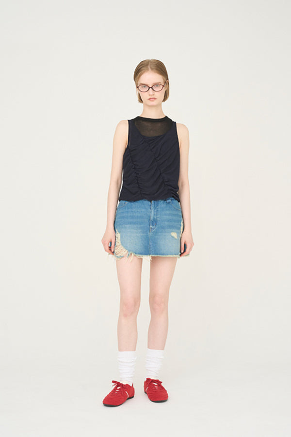【Nora Lily】「elle」Skirted Wide Jean-Sky Blue-225360092-90F