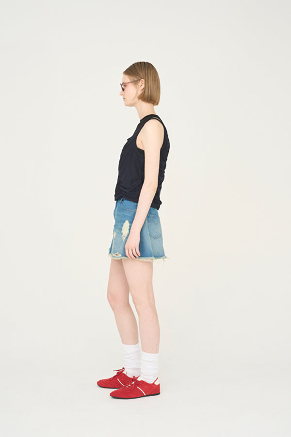 【Nora Lily】「elle」Skirted Wide Jean-Sky Blue-225360092-90F