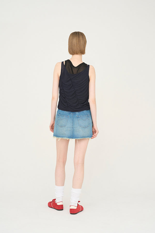 【Nora Lily】「elle」Skirted Wide Jean-Sky Blue-225360092-90F