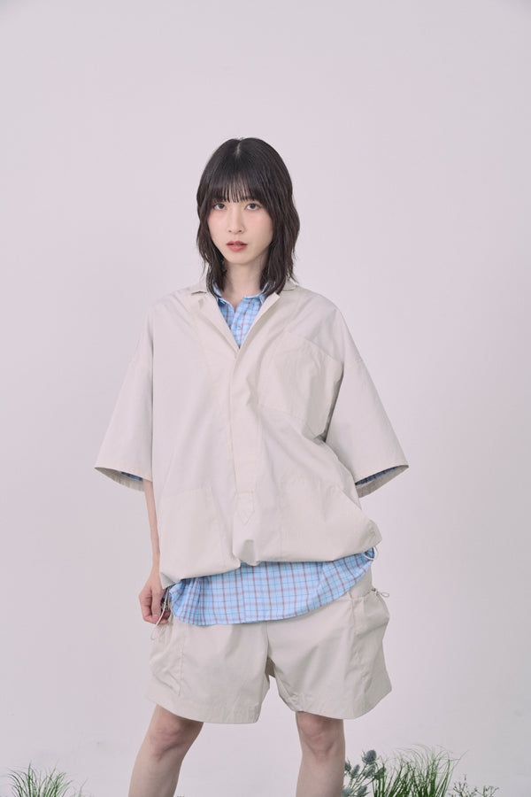 【Nora Lily】Drawcord Cubist  Cargo Shorts-Ivory-225360098-04F