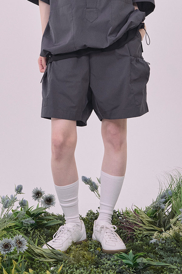 【Nora Lily】Drawcord Cubist  Cargo Shorts-Dark Grey-225360098-13F