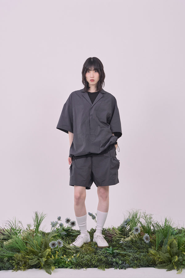【Nora Lily】Drawcord Cubist  Cargo Shorts-Dark Grey-225360098-13F