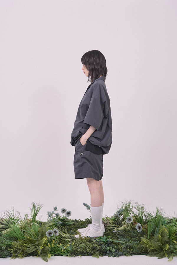 【Nora Lily】Drawcord Cubist  Cargo Shorts-Dark Grey-225360098-13F