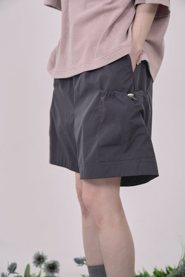 【Nora Lily】Drawcord Cubist  Cargo Shorts-Dark Grey-225360098-13F