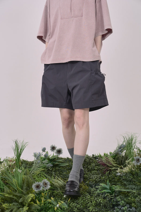 【Nora Lily】Drawcord Cubist  Cargo Shorts-Dark Grey-225360098-13F