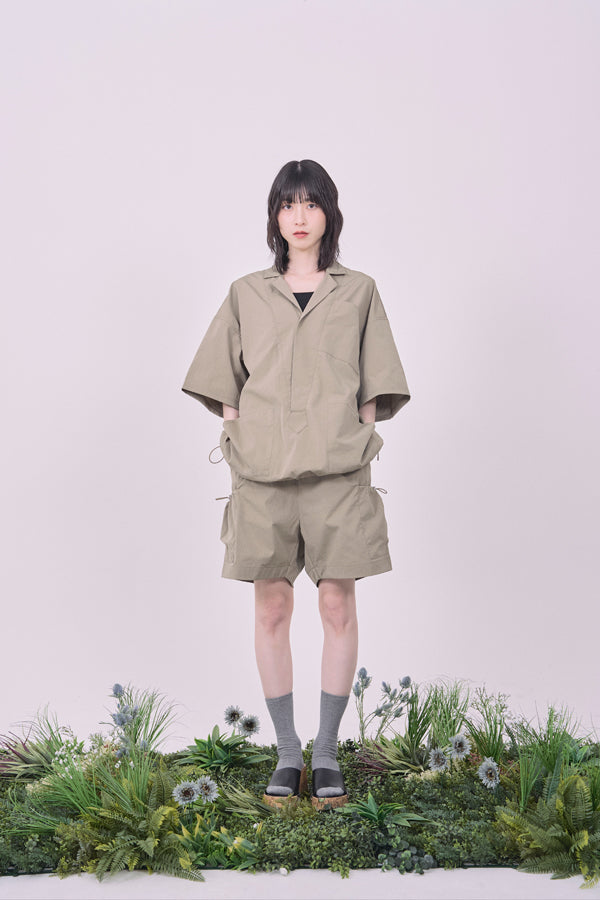 【Nora Lily】Drawcord Cubist  Cargo Shorts-Khaki-225360098-27F